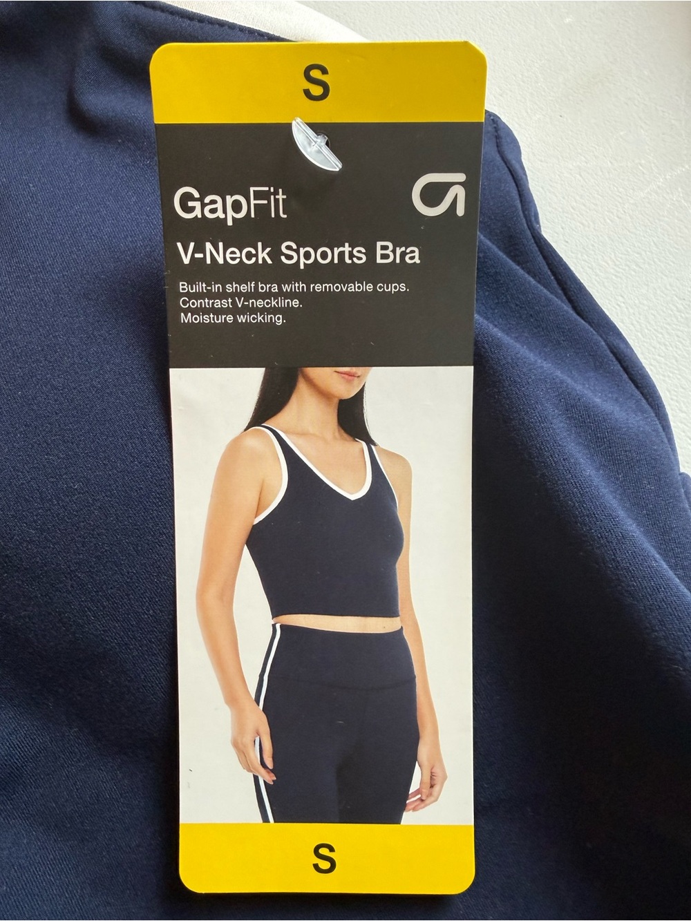 GAP Navy Sports Bra with White Contrast Trim